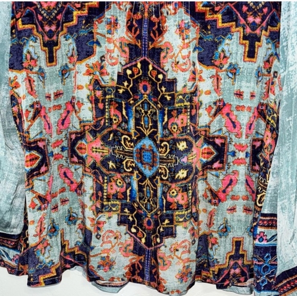 Anthropologie Vineet Bahl Prudence Top Blouse Embroidered Blue Multi Large - Picture 4 of 8